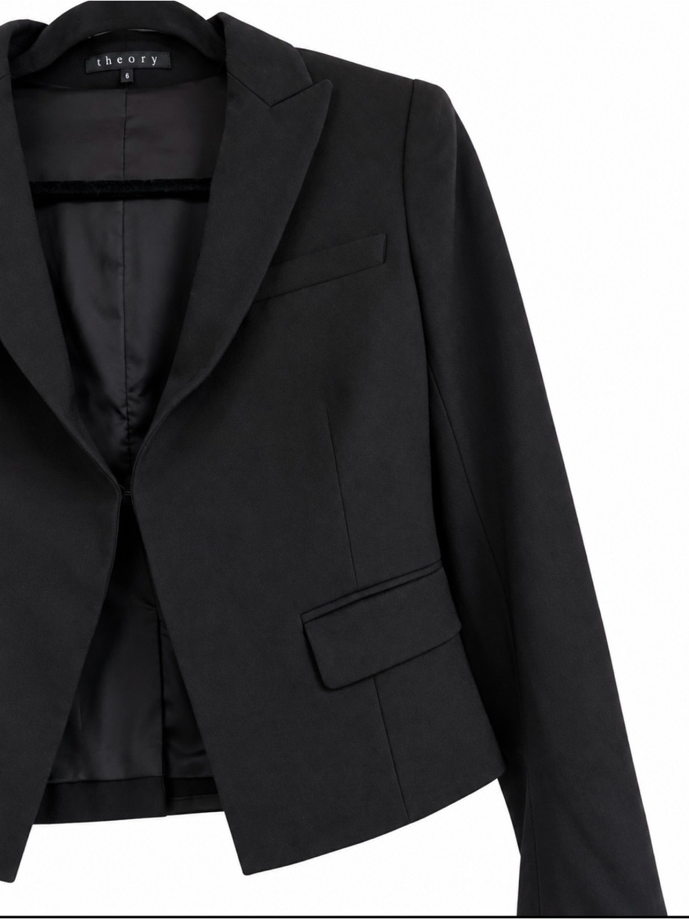 Theory Black Cropped Tailored Blazer Sz. 6